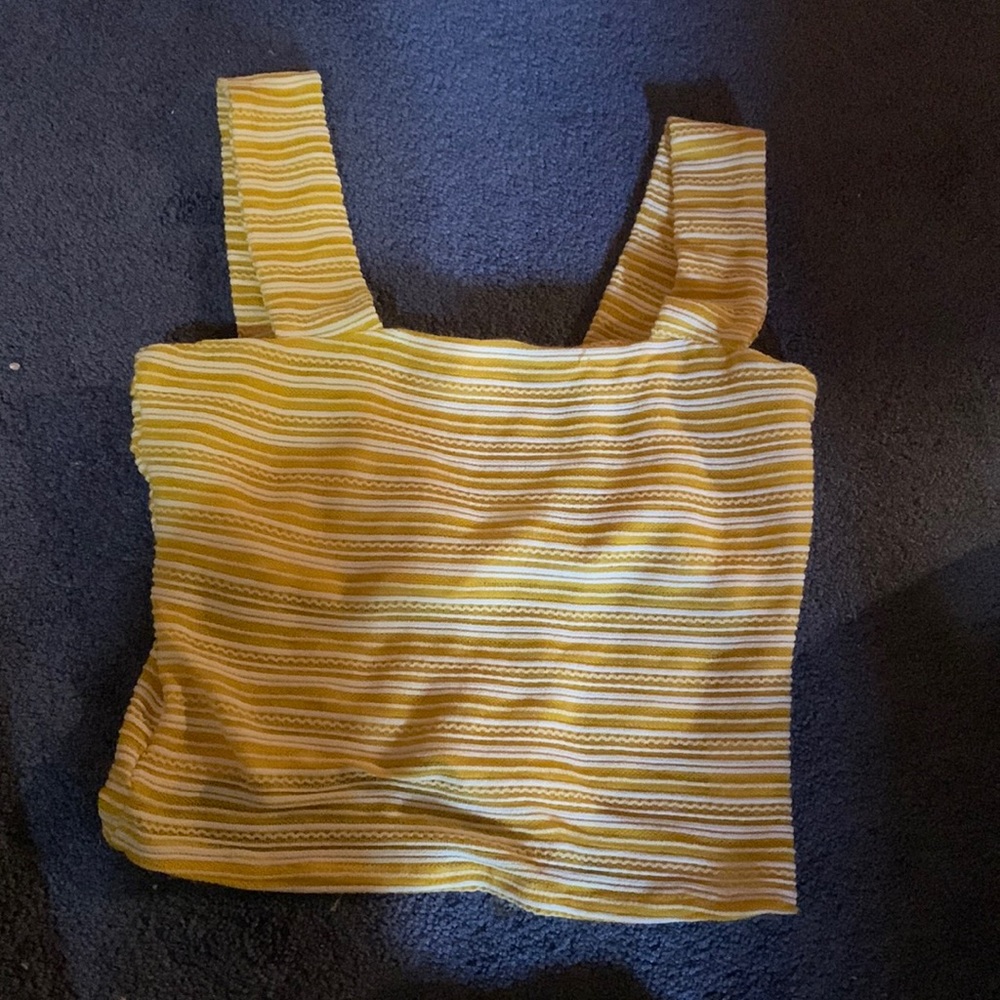 women’s yellow and white striped top